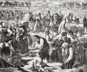 Arbeiders aan het werk in het Champ de Mars